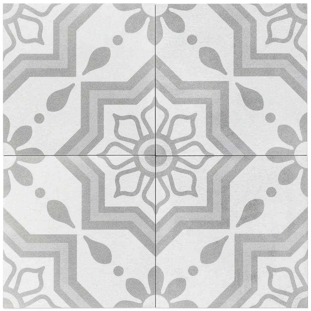 Sintra Silver Sky Encaustic 9 in. x 9 in. x 10mm Mate Porcelain Floor and Wall Tile (20 pieces / 10.65 sq. ft. / box) by Ivy Hill Tile - Image 7