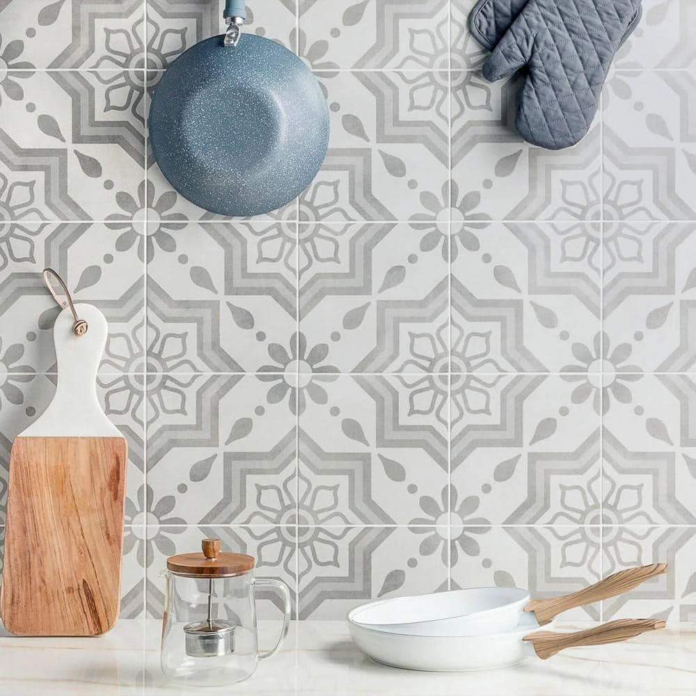 Sintra Silver Sky Encaustic 9 in. x 9 in. x 10mm Mate Porcelain Floor and Wall Tile (20 pieces / 10.65 sq. ft. / box) by Ivy Hill Tile - Image 2