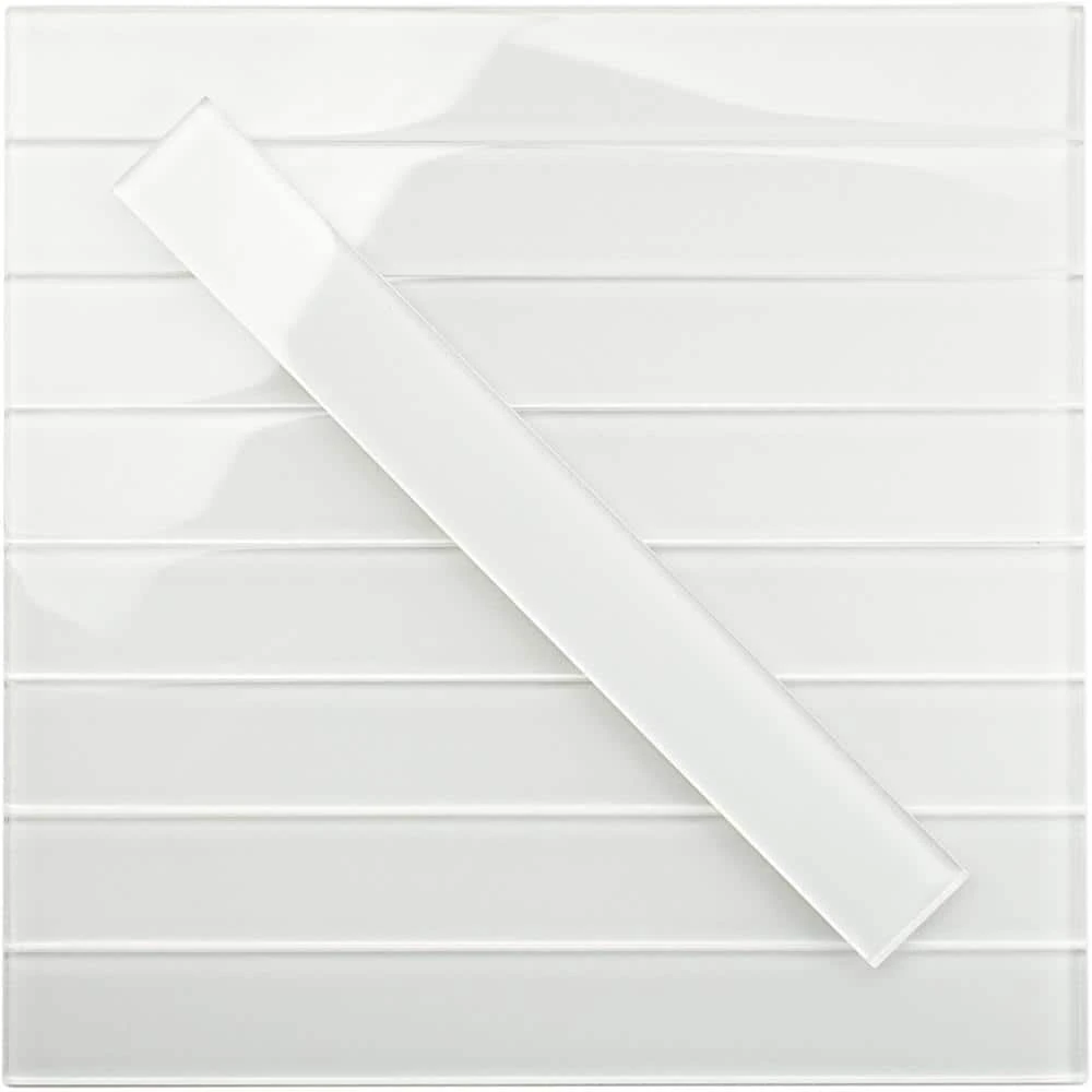 Contempo Vista Bright White 2 in. x 16 in. Polished Subway Glass Wall Tile by Ivy Hill Tile - Image 6