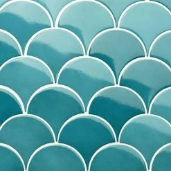 Beta Teal 2.44 in. x 5 in. Scallop Polished Ceramic Wall Tile (4.06 sq. ft./Case) by Ivy Hill Tile