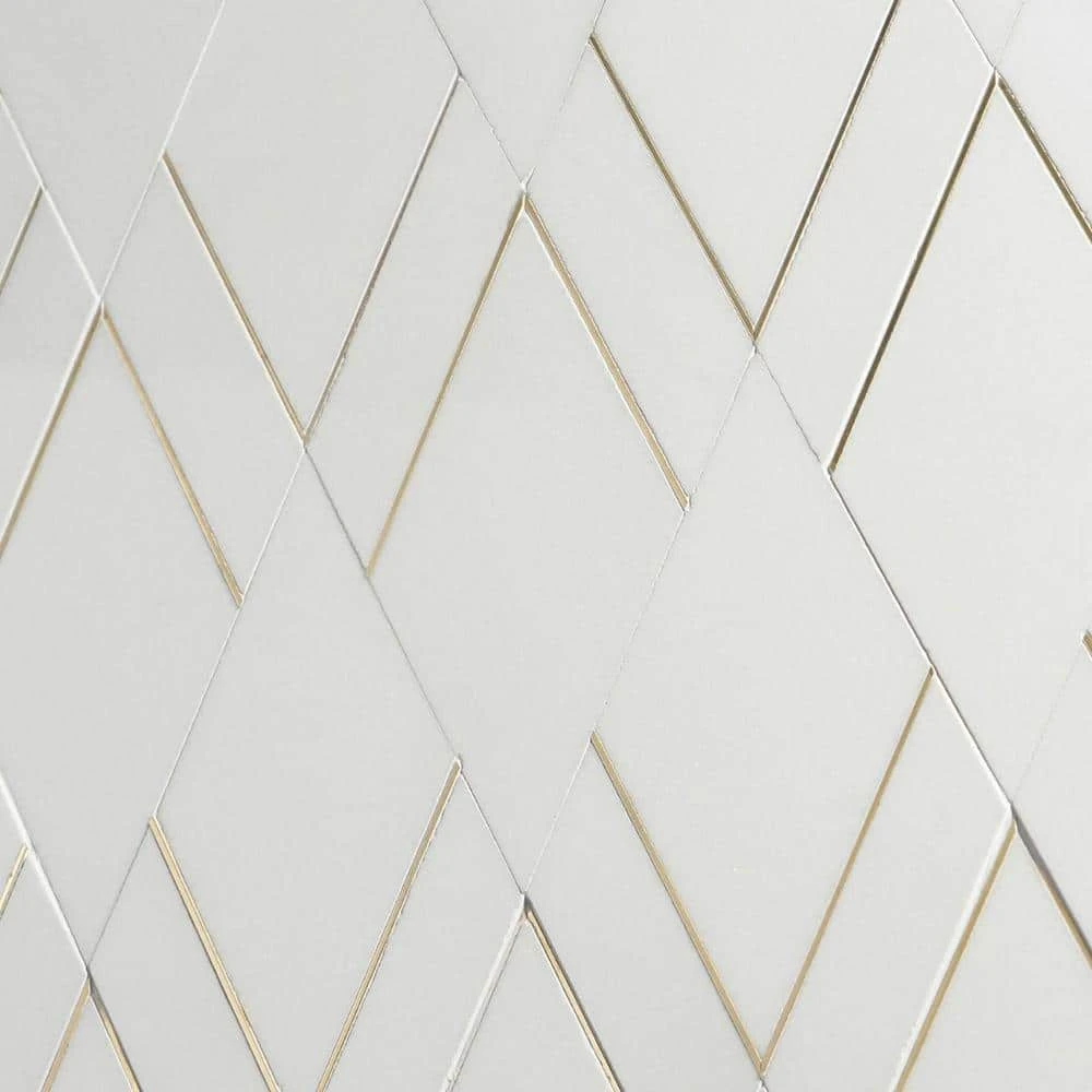 Mehko Thassos 11.81 in. x 14.96 in. Polished Marble and Brass Wall Tile (1.22 sq. ft./Each) by Ivy Hill Tile - Image 6