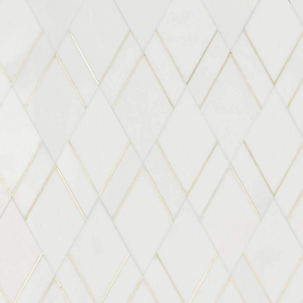 Mehko Thassos 11.81 in. x 14.96 in. Polished Marble and Brass Wall Tile (1.22 sq. ft./Each) by Ivy Hill Tile