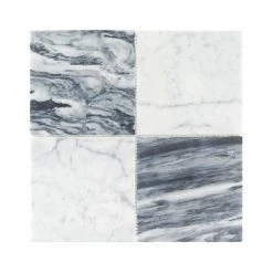 Checkmate White/Grey 11.875 in. x 11.875 in. Square Honed Carrara/Bardiglio Marble Mosaic Tile (9.79 sq. ft./Case) by Jeffrey Court