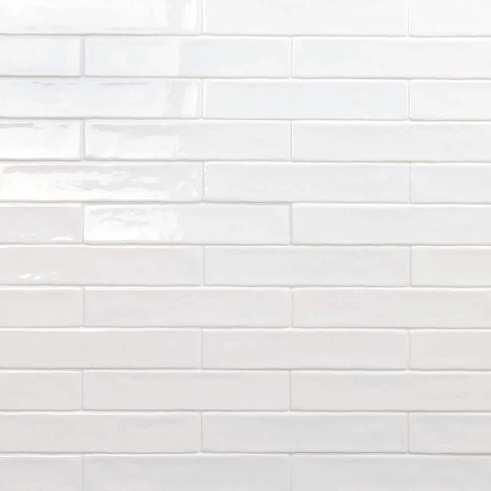 Newport White 2 in. x 10 in. x 11mm Polished Ceramic Subway Wall Tile (40 pieces / 5.38 sq. ft. / box) by Ivy Hill Tile
