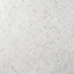 Arctic White 12 in. x 12.79 in. Herringbone Polished Marble Mosaic Tile (1.07 sq. ft./Sheet) by Ivy Hill Tile