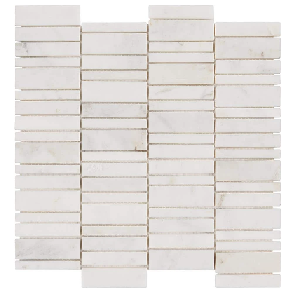 Arctic White 11.69 in. x 11.69 in. Waterfall Polished Marble Mosaic Tile (0.97 sq. ft./Sheet) by Ivy Hill Tile - Image 4