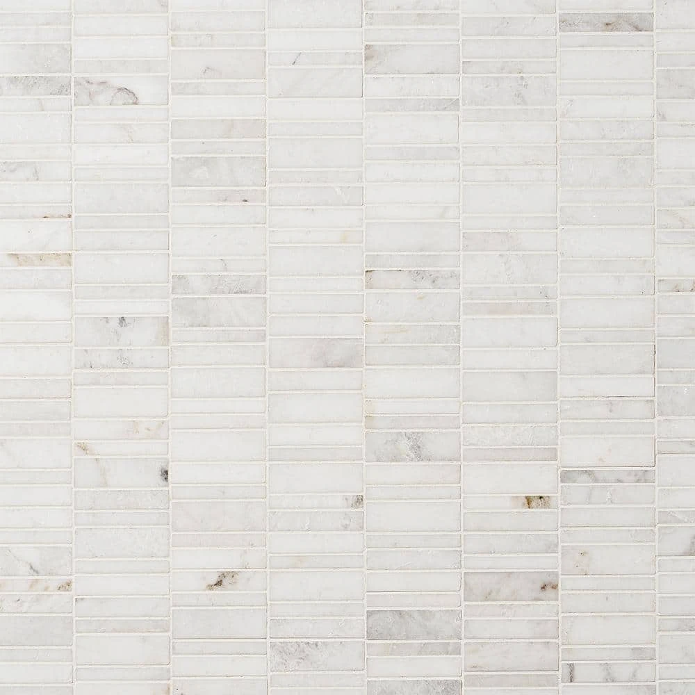 Arctic White 11.69 in. x 11.69 in. Waterfall Polished Marble Mosaic Tile (0.97 sq. ft./Sheet) by Ivy Hill Tile