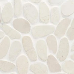 Countryside Sliced Flat Oval 11.81 in. x 11.81 in. White Floor and Wall Mosaic (0.97 sq. ft. / sheet) by Ivy Hill Tile