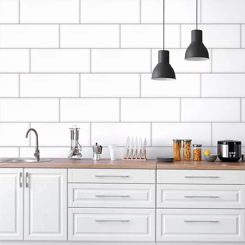 Allegro White 8 in. x 20 in. Glossy Subway Ceramic Wall Tile (10.764 sq. ft./Case) by Jeffrey Court - Image 2