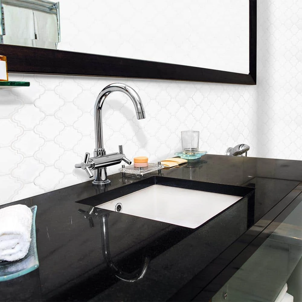 Marrakech White 9.38 in. x 12.25 in. Arabesque Glossy Ceramic Mosaic Tile (7.975 sq. ft./Case) by Jeffrey Court - Image 2