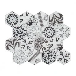 Morris Block White 12 in. x 10.375 in. Hexagon Glossy Glass Mosaic Tile (12.97 sq. ft./Case) by Jeffrey Court