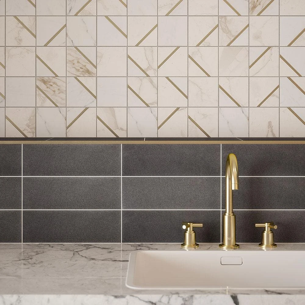 Jazzy White/Gold 11.75 in. x 11.75 in. Square Honed Calacatta Marble/Gold Metal Mosaic Tile (9.588 sq. ft./Case) by Jeffrey Court - Image 8