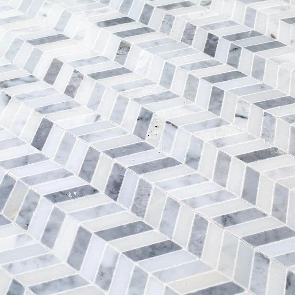 Lakeview White 12.125 in. x 12 in. Chevron Polished Marble Wall and Floor Mosaic Tile (10.10 sq. ft./Case) by Jeffrey Court - Image 5