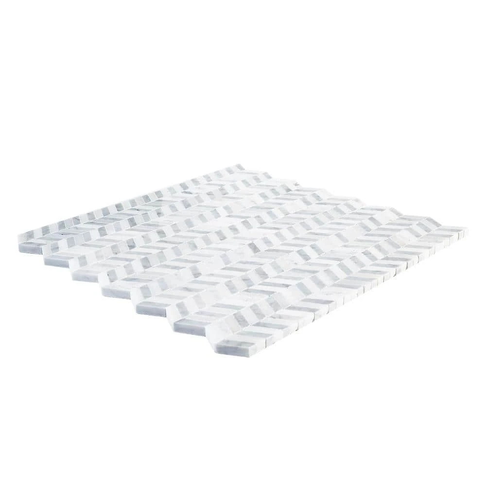 Lakeview White 12.125 in. x 12 in. Chevron Polished Marble Wall and Floor Mosaic Tile (10.10 sq. ft./Case) by Jeffrey Court - Image 3