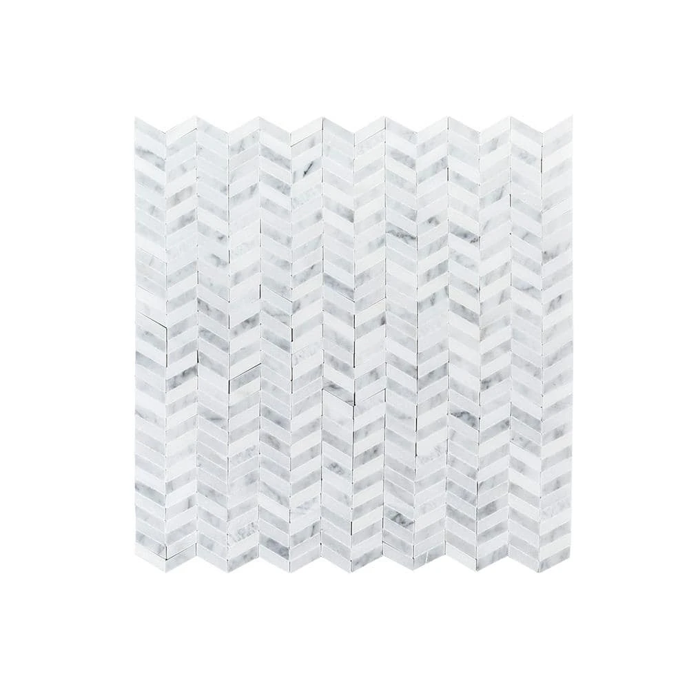 Lakeview White 12.125 in. x 12 in. Chevron Polished Marble Wall and Floor Mosaic Tile (10.10 sq. ft./Case) by Jeffrey Court