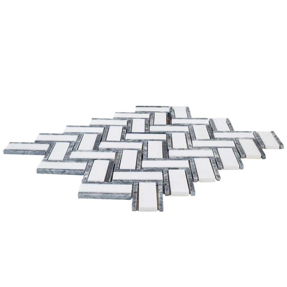 Bayou White 10.25 in. x 11.875 in. Herringbone Mixed Marble Wall and Floor Mosaic Tile (0.845 sq. ft./Each) by Jeffrey Court - Image 3
