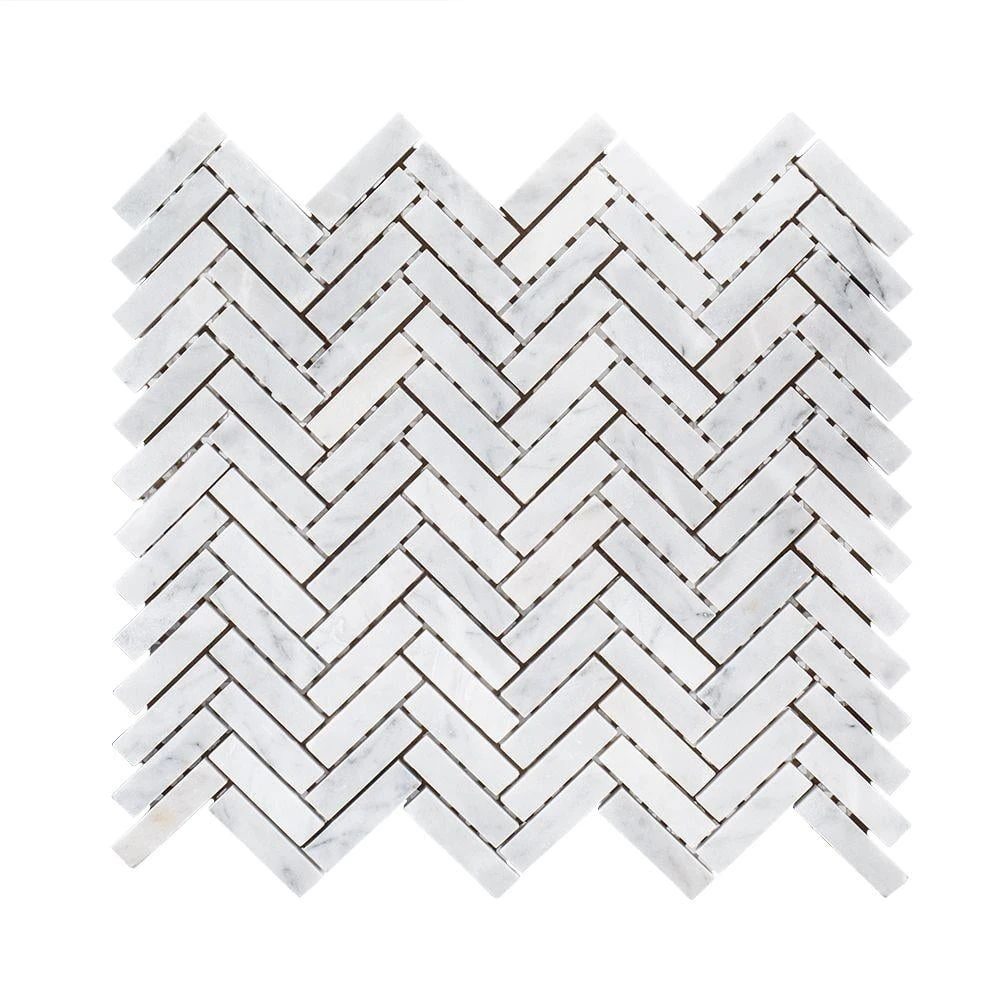 Jet Stream White 10.125 in. x 11.125 in. Herringbone Honed Marble Floor and Wall Mosaic Tile (7.82 sq. ft./Case) by Jeffrey Court