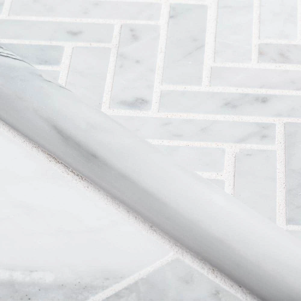 Jet Stream White 10.125 in. x 11.125 in. Herringbone Honed Marble Floor and Wall Mosaic Tile (7.82 sq. ft./Case) by Jeffrey Court - Image 4