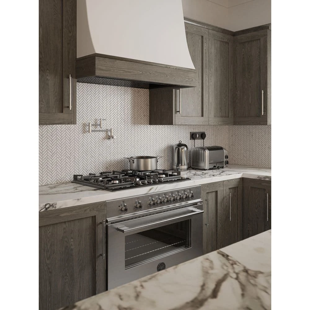 Jet Stream White 10.125 in. x 11.125 in. Herringbone Honed Marble Floor and Wall Mosaic Tile (7.82 sq. ft./Case) by Jeffrey Court - Image 6