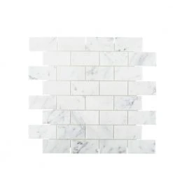 Coastal Haze White 12.125 in. x 12.5 in. Interlocking Polished Marble Wall and Floor Mosaic Tile (10.52 sq. ft./Case) by Jeffrey Court