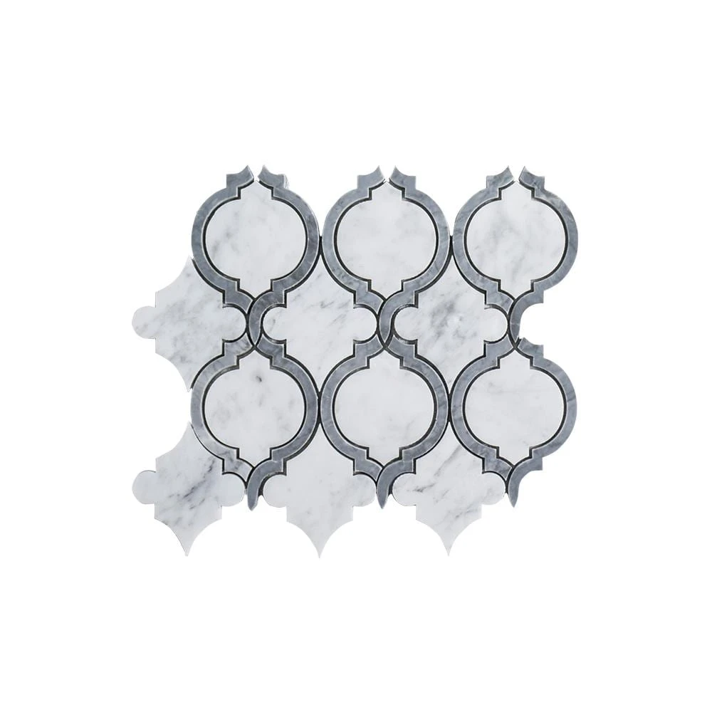 Casablanco White 10.75 in. x 9.5 in. Arabesque Polished Marble Wall and Floor Mosaic Tile (7.09 sq. ft./Case) by Jeffrey Court