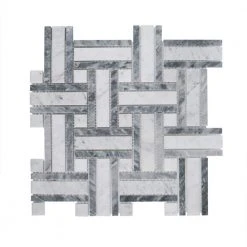 Benedict White 12 in. x 12 in. Basket Weave Mixed Marble Wall and Floor Mosaic Tile (10 sq. ft./Case) by Jeffrey Court
