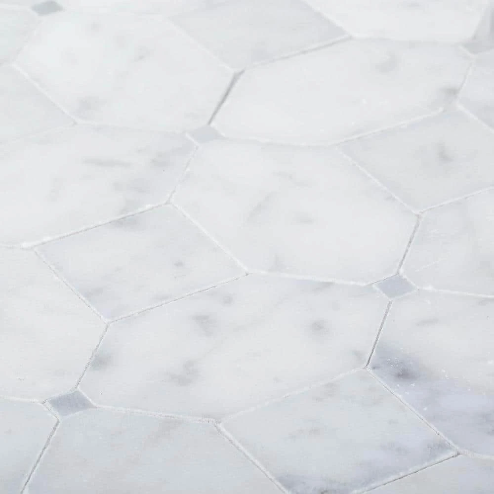 Hillcrest White 9.875 in. x 9.875 in. Geometric Marble Wall and Floor Mosaic Tile (6.77 sq. ft./Case) by Jeffrey Court - Image 5