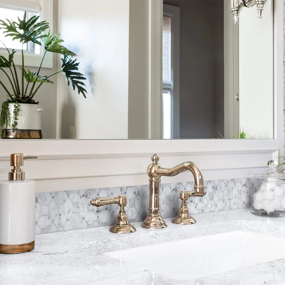 Hillcrest White 9.875 in. x 9.875 in. Geometric Marble Wall and Floor Mosaic Tile (6.77 sq. ft./Case) by Jeffrey Court - Image 2