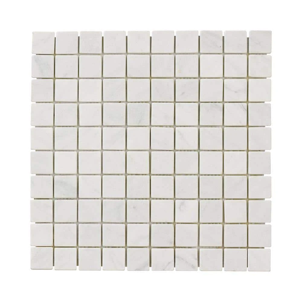 Carrara White 11.75 in. x 11.75 in. Honed Marble Wall and Floor Mosaic Tile (0.958 sq. ft./Each) by Jeffrey Court