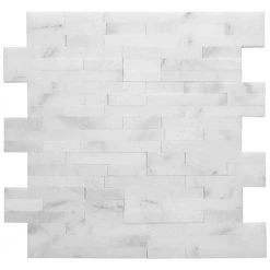 Venetian Brick White 11.625 in. x 12.5 in. Interlocking Polished Marble Mosaic Tile (10.09 sq. ft./Case) by Jeffrey Court