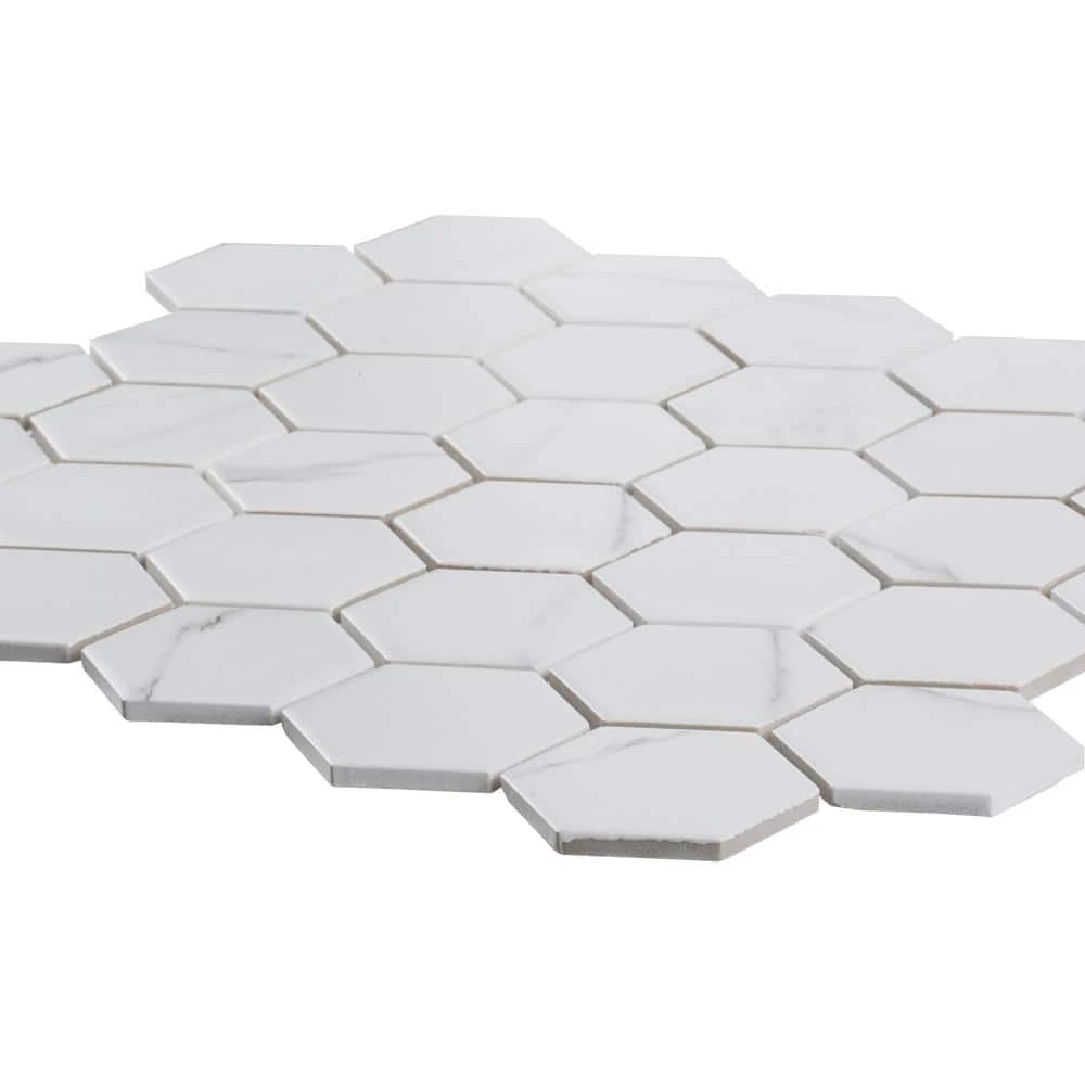 Whisper Valley White 11 in. x 12.625 in. Hexagon Matte Porcelain Wall and Floor Mosaic Tile (0.964 sq. ft./Each) by Jeffrey Court - Image 3
