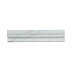 Carrara White 2.5 in. x 11.75 in. Honed Marble Wall Crown Tile by Jeffrey Court