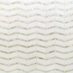 Blazon White Thassos And Mother Of Pearl Herringbone 11 3/4 in. x 11 5/8 in. Polished Glass Mosaic Tile by Ivy Hill Tile