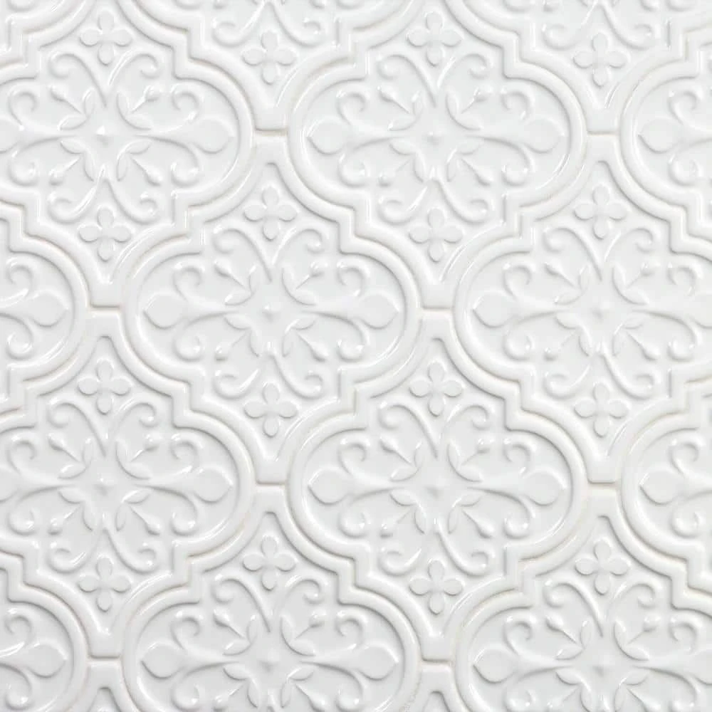 Vintage Florid Lantern White 6-1/4 in. x 7-1/4 in. Ceramic Wall Tile (30-Pieces 4.8 sq. ft. / Box) by Ivy Hill Tile